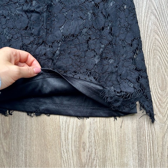 Lulus Black Lace Mini Dress Short Sleeves High Neck - Picture 4 of 6